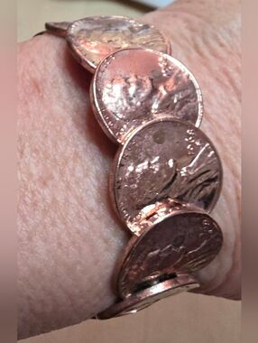 GENUINE 1968 COPPER PENNY BRACELET ADJUSTABLE, FITS MOST WRISTS